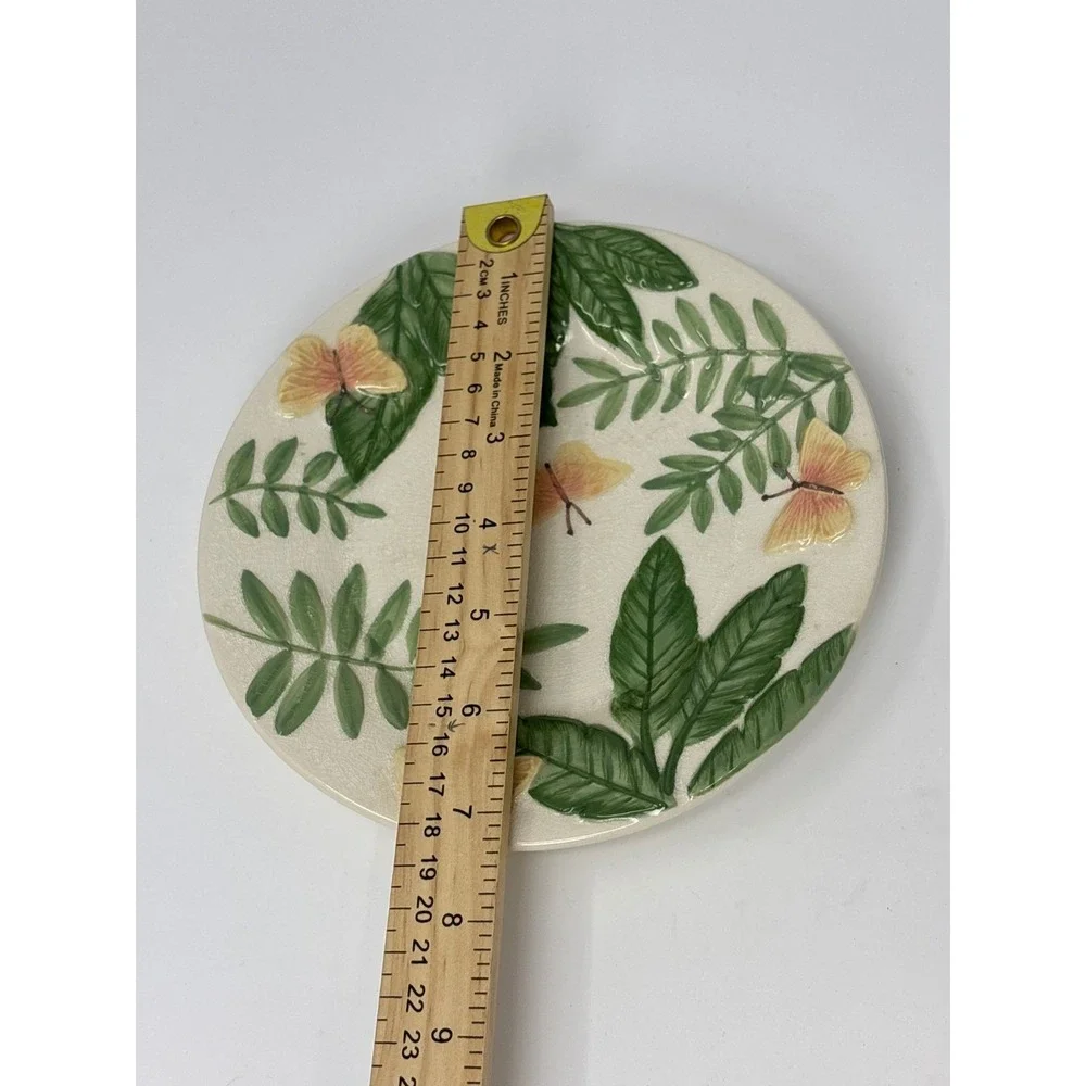 Yankee Candle Butterfly Tropical Leaf Ceramic Jar Topper and Plate Set‎ Floral
